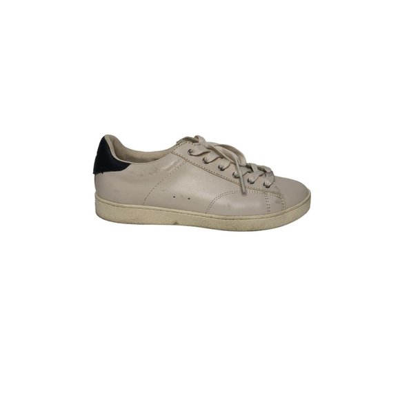 Coach Sneakers G1905 Beige Womens 9B Flats EUR 39.5 UK 7 Low Top Tan Navy Blue - Picture 9 of 12